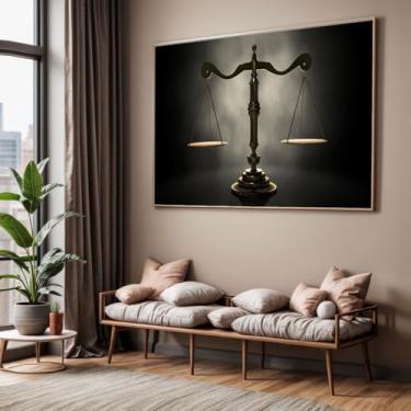 Imagem de Quadro com Moldura Sala Quarto Balança Justiça Decorativo Horizontal Grande Hall