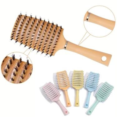 Imagem de Escova Raquete Profissional Vazada com Cerdas de Javali e Nylon | Desembaraça sem Quebrar | Resistente ao Calor (Laranja)