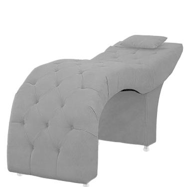 Imagem de Maca Estofada Capitone Julia Para Estetica Facial Sombrancelha E Cilios Suede Cor Cinza Chumbo