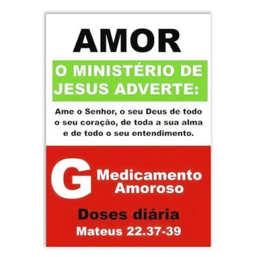 Imagem de Placa Decorativa Religioso Medicamento Amor Jesus Cristo Poster Quarto Sala