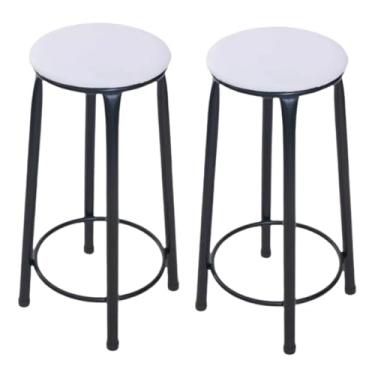 Imagem de 2 banquetas alta sem encosto cozinha bancada balcão area gourmet(branco)
