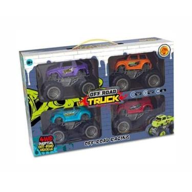 Imagem de Kit Com 4 Carrinhos Monster Truck Rodas Grandes Colecionável - Ddg Toy