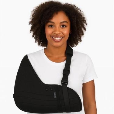 Imagem de Tipoia Bilateral Tam G Estofada Confortável Preto Braço Clavícula Imob