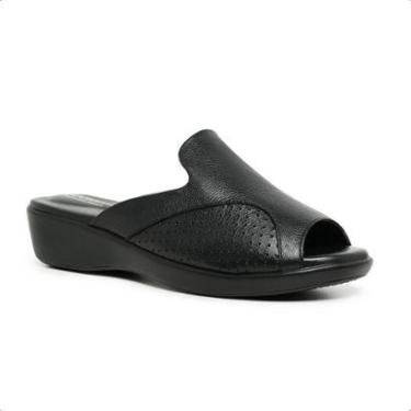 Imagem de Tamanco Ortopédico Doctor Pé em Couro Preto Solado PU 191023P-Feminino