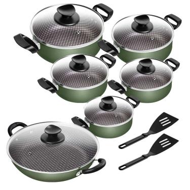 Imagem de Conjunto De Panelas Antiaderente Spesso Caçarola + Frigideira Wok N° 28 2 Alças 6 Peças Patolux