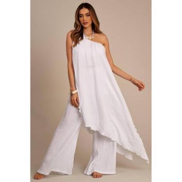 Imagem de Calça Pantalona Com Bolsos Branca Yacamim G1-Feminino