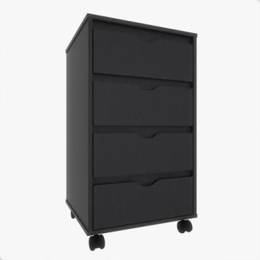 Imagem de Gaveteiro MDF para Escritório 4 Gavetas Movlar - Mod.0701, Preto