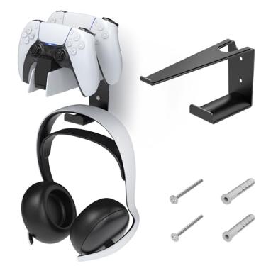Imagem de JUSPRO Metal Wall Mount for PS5 DualSense Charging Station - Sturdy Space-Saving Dock Bracket with Headphone Hanger Compatible with PlayStation 5 Controllers