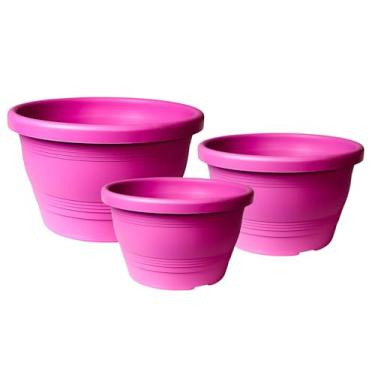 Imagem de Kit de Vasos Plásticos Cuias Modelo 18+23+30 Veneza Colorido Para Jardim Vertical, Decoração Jardim Suspenso Jardinagem (Rosa, Sem Hastes)