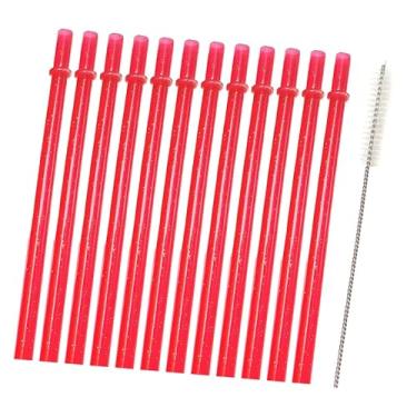 Imagem de Llazsybz 12 Canudos Reutilizáveis para Festas, Canudos Decorativos com Glitter para Festas de Formatura, Bares, Cafés E Reuniões, Vermelho