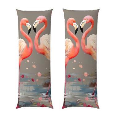 Imagem de Capa de travesseiro corporal com zíper oculto, fronha longa de microfibra macia e respirável para travesseiro corporal, flamingos e flores, capa de travesseiro para cama de presente de dormir, 50 x