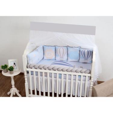 Imagem de Kit Berço Balaozinho Azul Claro Menino Completo E Cheio 9P