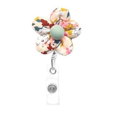 Imagem de Carretel de crachá de flor, clipe retrátil, carretéis florais fofos para crachá decorativo, margarida, clipe de identificação para enfermeiras, assistentes médicas, hospitais, mulheres - verde