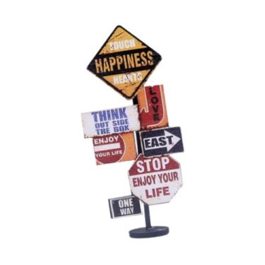 Imagem de Esquirla Placa de sinalização de madeira para casa de bonecas Decoração para casa de bonecas Presente ideal para artesanato faça você mesmo, placa de trânsito, Style a