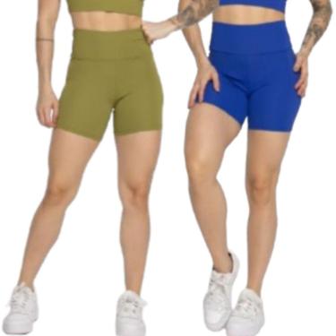 Imagem de KIT 2 Short Smart Verão Serra e Mar Shortinho Para Treino Academia Moda Fitness-Feminino