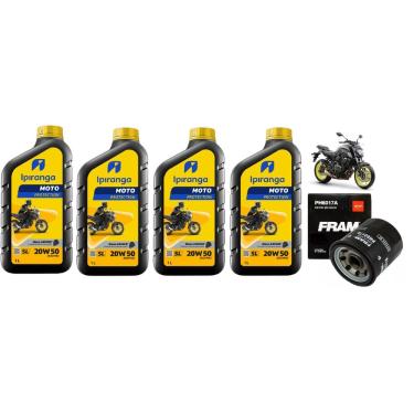 Imagem de TROCA DE OLEO 4L IPIRANGA MOTO PROTECTION 20W50 SL + FILTRO ÓLEO FRAM PH6017A Xj6 Hornet Cb