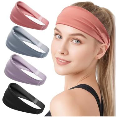 Imagem de Sunporx Faixa de cabeça esportiva unissex absorvente de suor e antiderrapante de alta elasticidade para corrida, ioga, academia, ciclismo, tênis, basquete, homens e mulheres