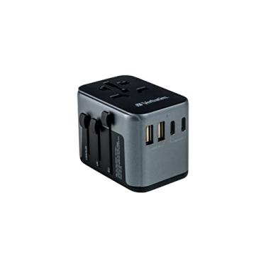 Imagem de Verbatim Adaptador de viagem universal UTA‑03, adaptador de tomada com 2 portas USB-A, 3 portas USB-C, plugue de viagem para laptop, celular, câmera, uso global, 100-250 V [Sem venda/envio para a