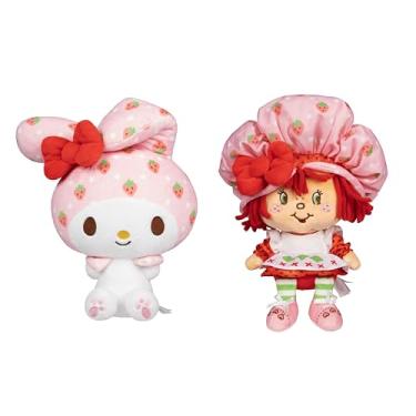 Imagem de Jazwares Hello Kitty and Friends – 20 cm Morango Shortcake x My Melody Plush Pacote com 2 – Produto Sanrio oficialmente licenciado a partir de 6 anos