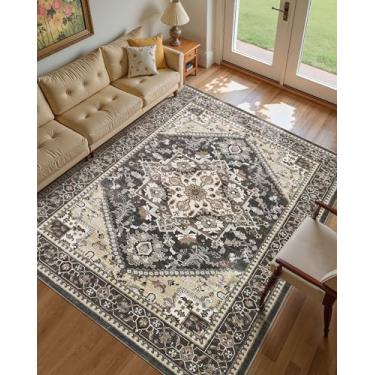 Imagem de Micgeek Tapete vintage de 22 x 30,5 cm: tapete de piso grande lavável neutro macio antiderrapante fino para sala de estar, quarto, cozinha, sala de jantar, casa, escritório, casa de fazenda, interior