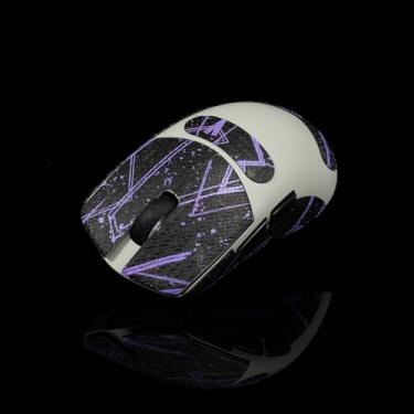 Imagem de Hokeyio Fita adesiva para Lamzu Maya X - antiderrapante, controle aprimorado, resistência ao suor, melhora a aderência FPS Gaming e a proteção do mouse [pré-corte] preto roxo 0,5 mm