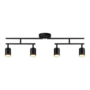 Imagem de Bricosmocon Kit De Iluminação De Trilho, Luminárias De Trilho Led Para Teto, Holofotes De Teto Pretos De 30", Luminárias De Cozinha Com 4 Luzes, Holofote Com Cabeças Giratórias, Luminária De Trilho