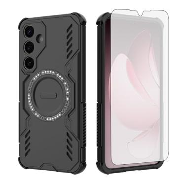 Imagem de Asuwish Capa de celular para Samsung Galaxy S25 Plus S25+ 5G com protetor de tela de vidro temperado, capa magnética e proteção à prova de choque, acessórios finos para celular S25Plus 25S + S 25 25+