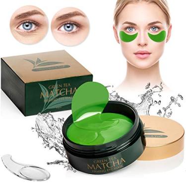 Imagem de Máscara firmadora de chá verde Matcha, 30 pares de adesivos de colágeno para linhas finas, rugas, bolsas sob os olhos e tratamento para olhos inchados, almofadas de gel facial que reduzem os sinais de