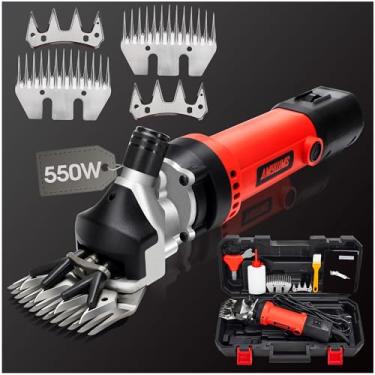 Imagem de AMYWMS Tesoura de ovelha elétrica 550W - Cortador de ovelhas profissional atualizado duas lâminas, corte de cabelo de gado resistente de 6 velocidades para cuidar de ovelhas cabras cães grandes