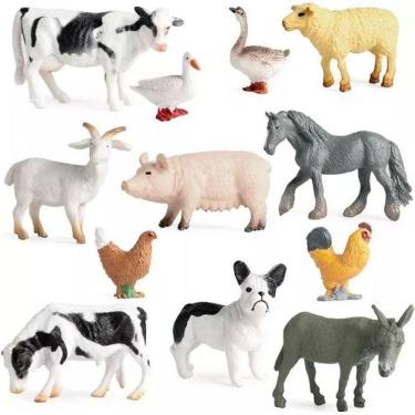 Imagem de Kit 10 Animais Da Fazenda Safari Zoo Pequenos De Borracha