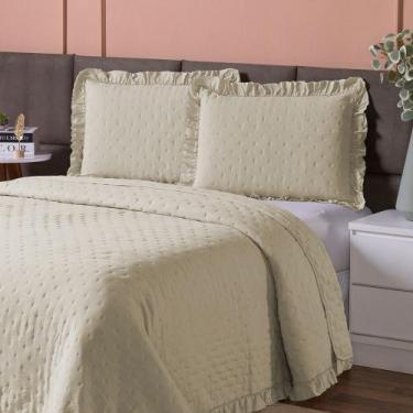 Imagem de Kit Colcha Cobre Leito 3 Peças King Size 200 Fios Dupla Face Com Porta