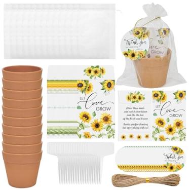 Imagem de Cinrobiye 50 conjuntos de lembrancinhas de casamento Let Love Grow para convidados (semente não incluída) com etiquetas e etiquetas Vaso de flores para chá de panela, lembrancinhas de casamento a