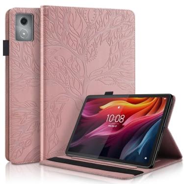 Imagem de TIPOYOROO Capa para Lenovo Tab M11 Plus/Lenovo Tab K11 Plus 11,45 polegadas 2024 PU capa protetora leve com suporte flip com faixa elástica e porta-cartão - ouro rosa