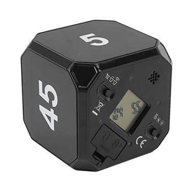 Imagem de Yctze Timer de Cozinha Portátil Com Modos Ajustáveis ​​- Flip Cube Timer para Culinária, Exercício e Uso do Escritório | Mudo para 5, 15, 25, 45 Minutos (Preto)