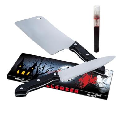 Imagem de Nlcoek 2Pcs Halloween Fake Knife Prop,Fake Knife,Halloween Classic Horror Props Kills Butcher Knife Prop