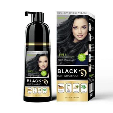 Imagem de Shampoo de tintura de cabelo Agthyuve 3 em 1 semipermanente preto 400m