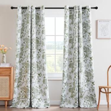 Imagem de H.VERSAILTEX Cortinas blackout 203 cm de comprimento, conjunto de 2 painéis, cortinas com estampa floral, casa de fazenda para sala de estar, cortinas de escurecimento de quarto com ilhós vintage boho