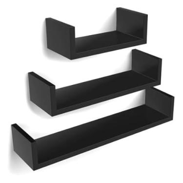Imagem de 3 Prateleira Nicho U 20/30/40 Preto/Branco Decoração Livros Sala Quarto Cozinha(Preto 3 U 30/40/50)
