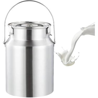 Imagem de Latas De Leite 3l / 5l / 10l Pote De Laticínios Balde De Lata De Leite De Aço Inoxidável 304 Balde De Transporte De Leite Para Serviço Pesado Com Alça De Transporte Para Balde D, 10L