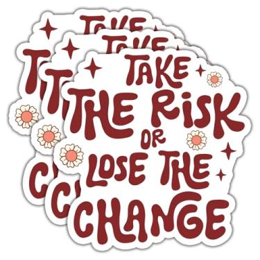 Imagem de (3 peças) Adesivos Take The Risk Or Lose The Change com citações motivacionais decalque adesivos de vinil à prova d'água adulto para laptop Kindle copo de carro garrafa de água caneca telefone caderno