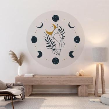 Imagem de Adesivo Círculo Decorativo Boho 15 Estampa De Plantas Linha Minimalista Lavável Ideal Para Sala Escritório Entrada Quarto Hall Decoração