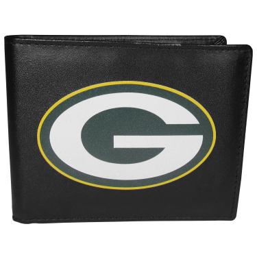 Imagem de Carteira masculina NFL Siskiyou Sports Green Bay Packers duas dobras logotipo grande tamanho único preto