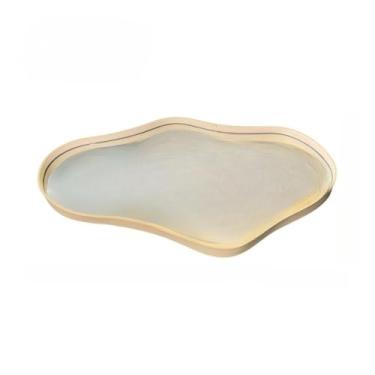 Imagem de Bandeja Decorativa Espelhada e Orgânica Para Organização de Casa Centro de Mesa Banheiro e Festas(N2 BEGE)