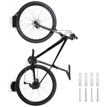Imagem de blackonvlm Suporte de parede para garagem, gancho de bicicleta, sistema de armazenamento de bicicletas, gancho vertical para bicicleta, suporte vertical com bandeja de pneu, ótimo para pendurar na
