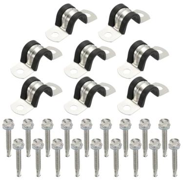 Imagem de PATIKIL 8 peças de braçadeiras de tubo, aço inoxidável 304 de 9/40.6 cm, suporte em U, amortecido, braçadeiras de conduíte, tiras de tubo, clipes de fio com parafuso hexagonal para instalação de cabo
