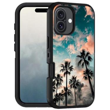 Imagem de FQTBCEARI Projetada para capa de telefone 17, capa protetora de corpo inteiro à prova de choque de 3 camadas de grau militar para telefone 17 (6,3 polegadas 2025), palmeira