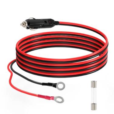 Imagem de ELFCULB Plugue de isqueiro de 12V para terminal de anel O, cabo de isqueiro macho resistente 14AWG para carros de barco UTV (5FT)