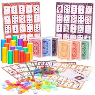Imagem de Zubebe 654 Pack Poker Keno Game Set, 6 Deck of Multicolor Playing Cards, 600 Transparent Scoring Chips, Large Boards, Poker Bingo Set Keno Board Game for Family Gathering Casino Play Night (Classic)