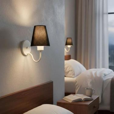 Imagem de Arandela de Parede Vivare AR-2035BRPR Cúpula em Tecido Preta