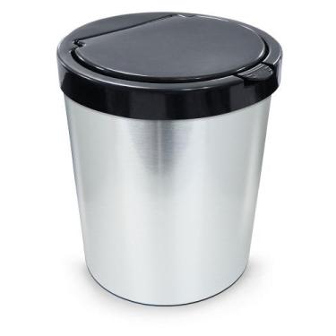 Imagem de Lixeira 10 Litros com Tampa Click Label Inox Arqplast, Inox Prateado